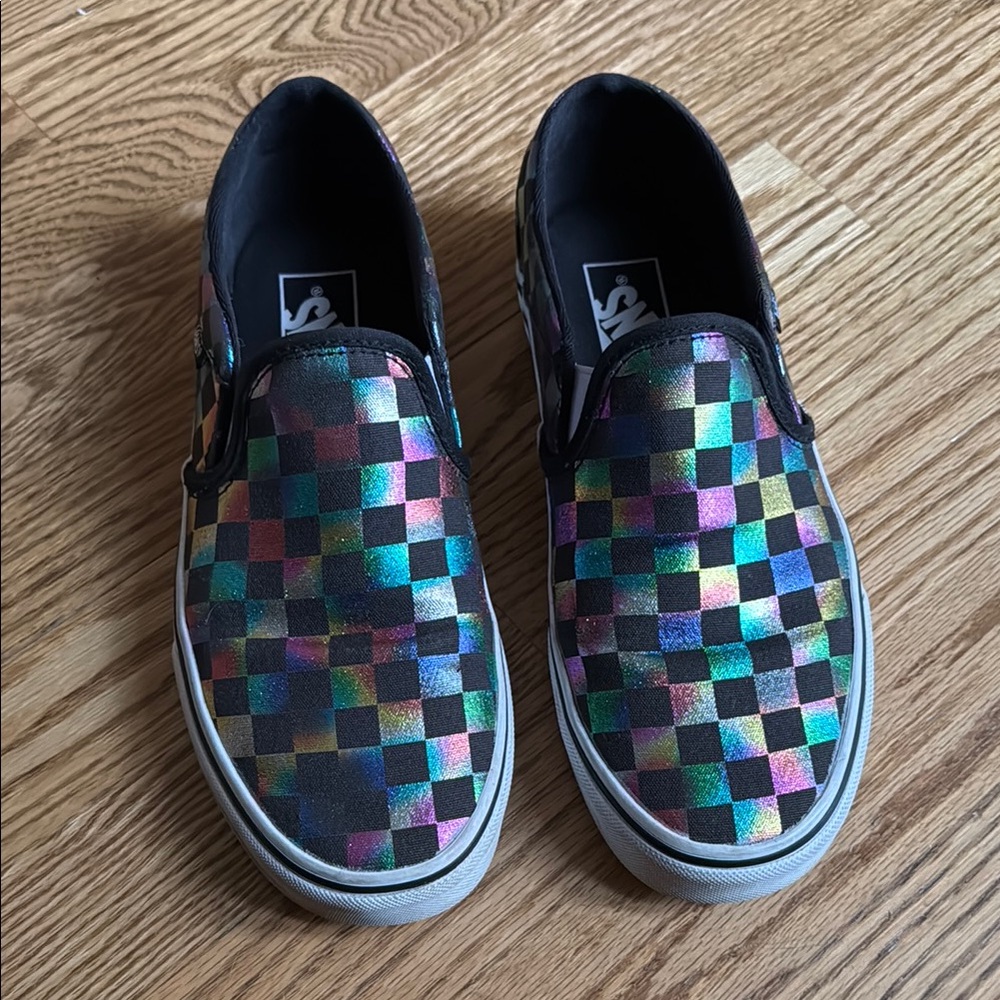 Colorful Checkered Vans Slip-On Shoes